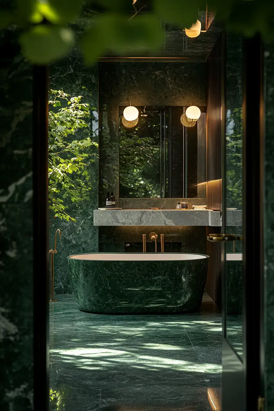 29 Dark Green Bathroom Ideas That Bring the Outside In 12