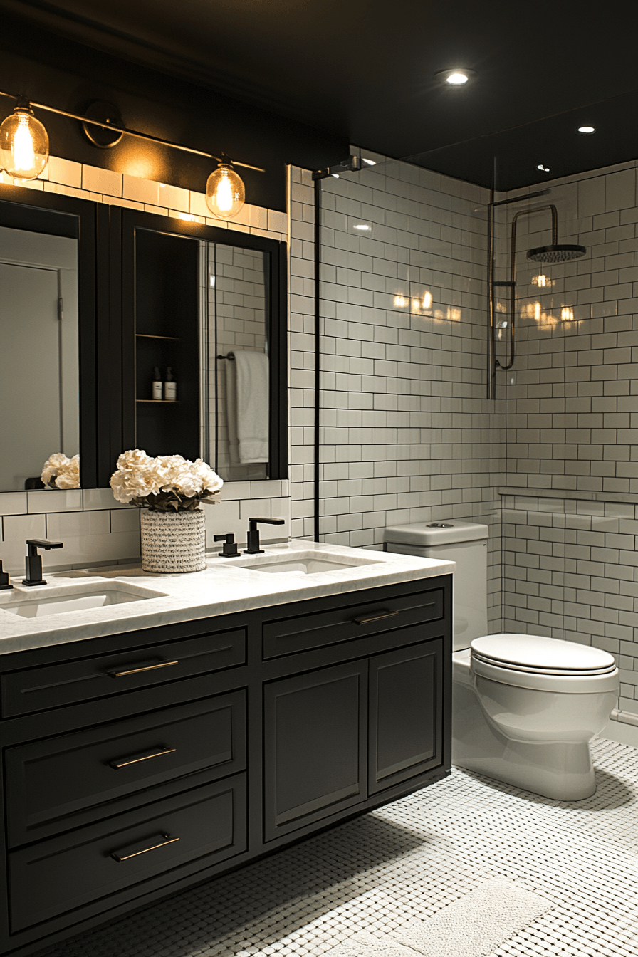 Black and White Bathrooms That Stay Interesting Without Adding Color 14