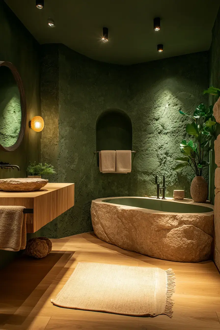 29 Dark Green Bathroom Ideas That Bring the Outside In 14