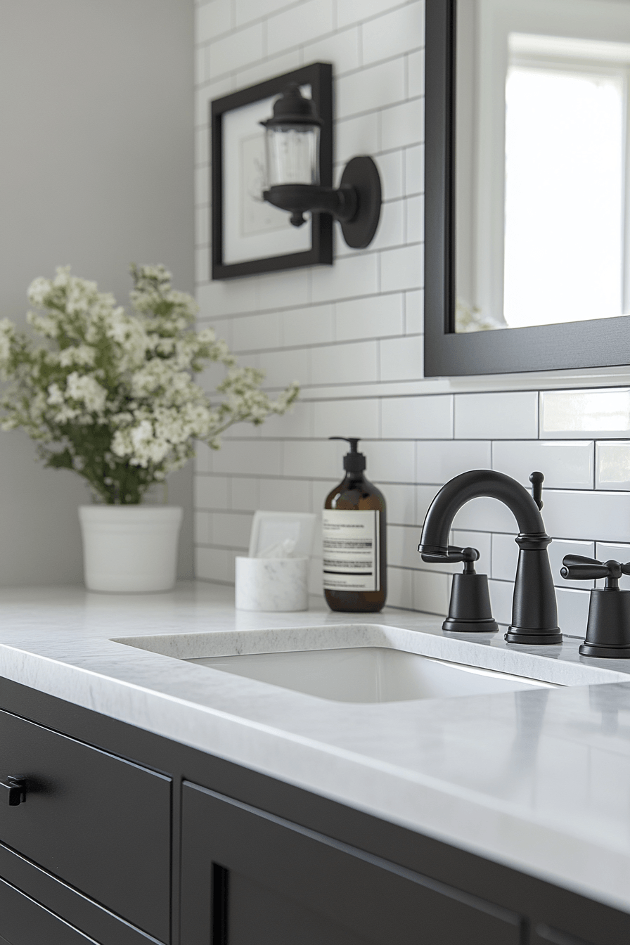 Black and White Bathrooms That Stay Interesting Without Adding Color 17
