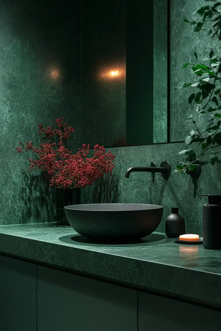 29 Dark Green Bathroom Ideas That Bring the Outside In 17