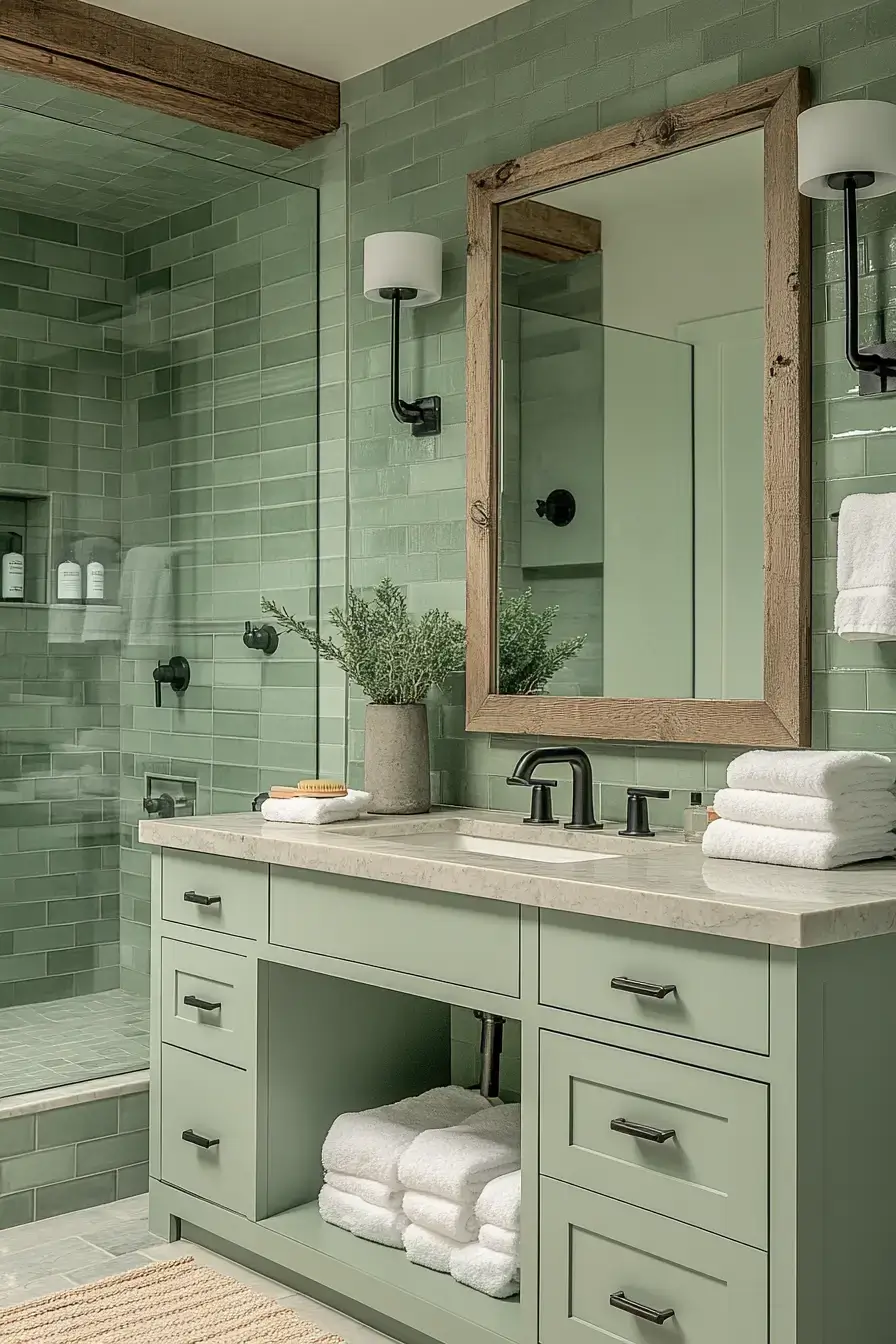 29 Sage Green Bathroom Ideas That Calm the Rush 19