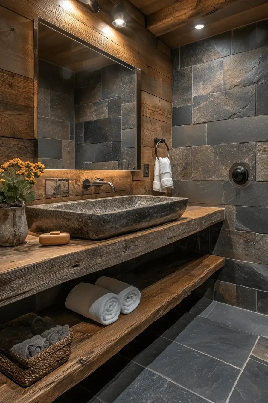 29 Rustic Bathroom Ideas That Feel Like a Cabin Morning 19