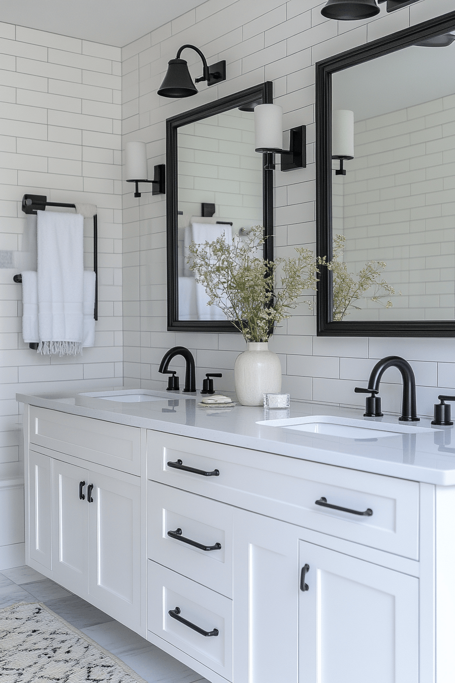 Black and White Bathrooms That Stay Interesting Without Adding Color 20