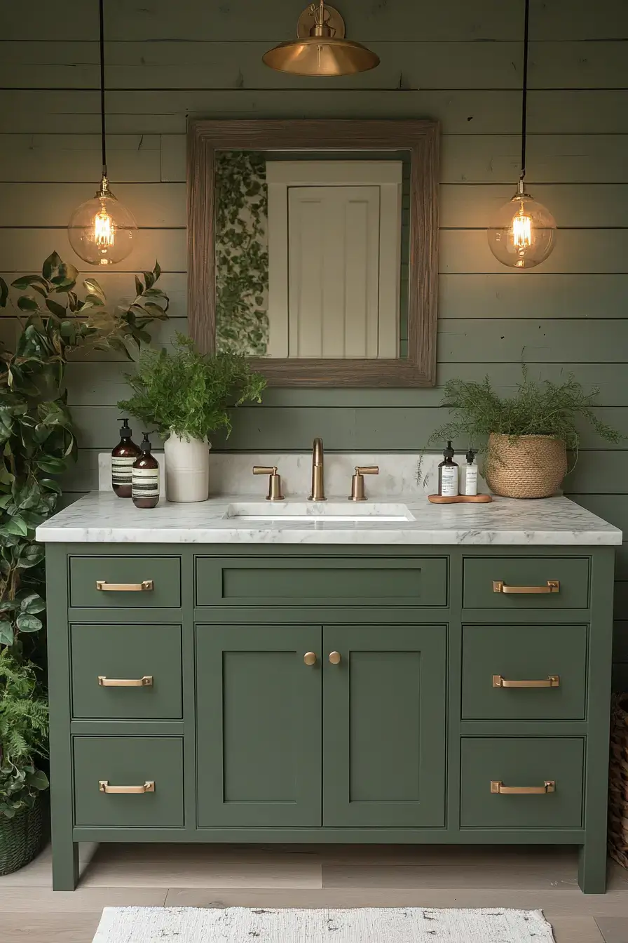 29 Dark Green Bathroom Ideas That Bring the Outside In 21