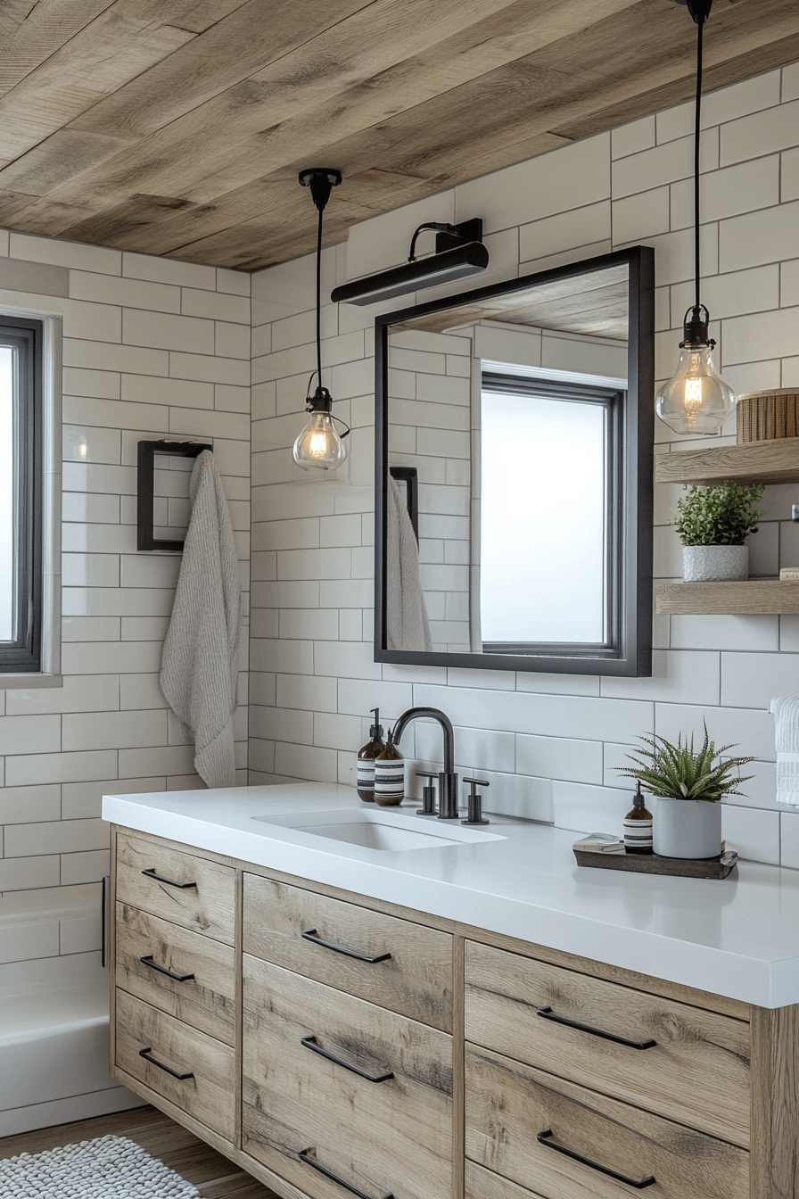 Farmhouse Bathrooms That Balance Rustic With Real Life 23
