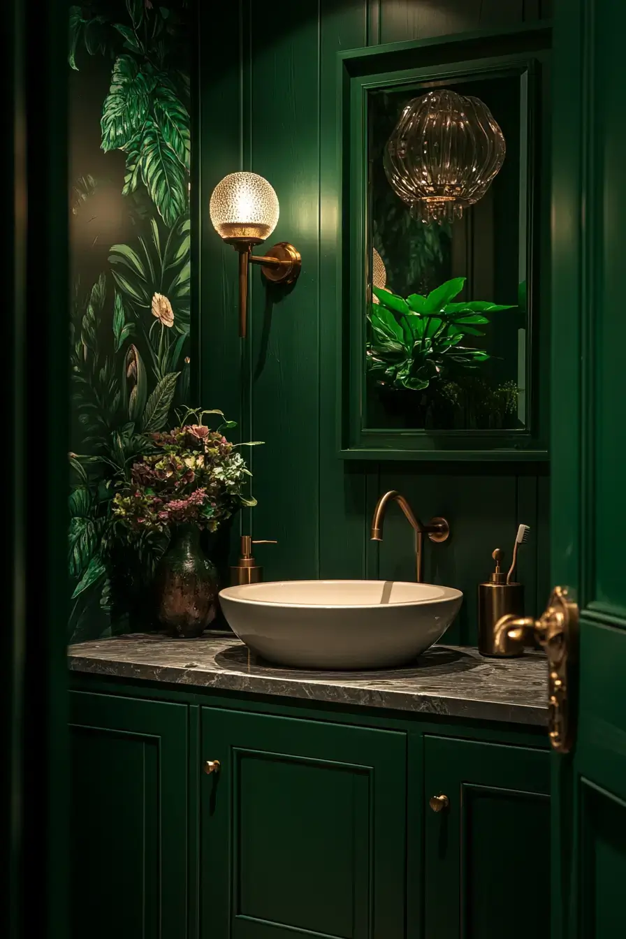29 Dark Green Bathroom Ideas That Bring the Outside In 24