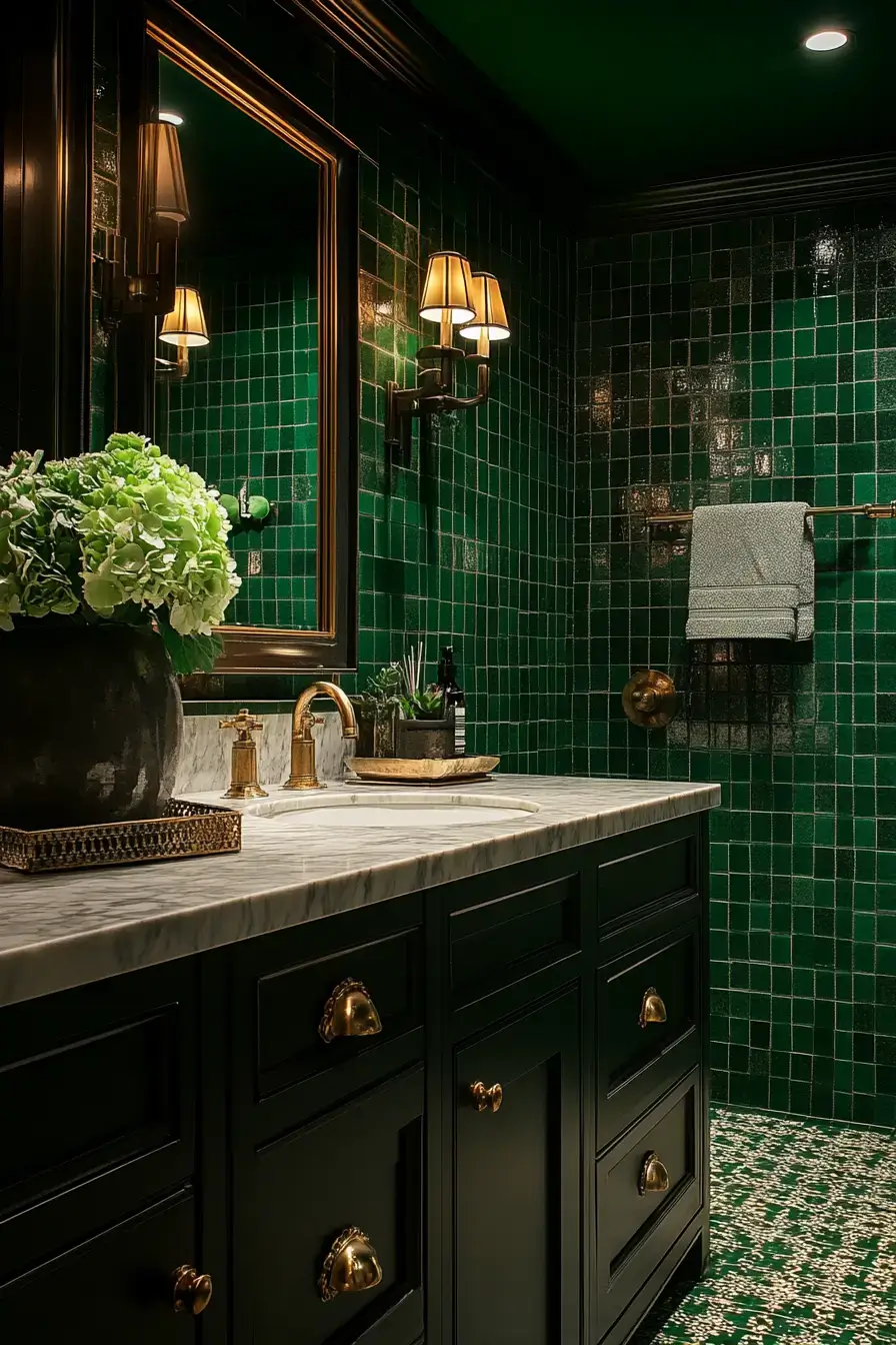 29 Dark Green Bathroom Ideas That Bring the Outside In 26