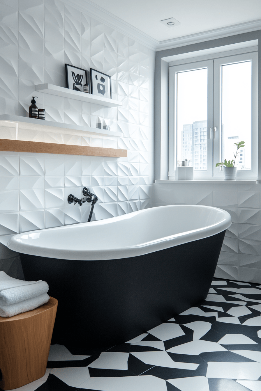 Black and White Bathrooms That Stay Interesting Without Adding Color 4