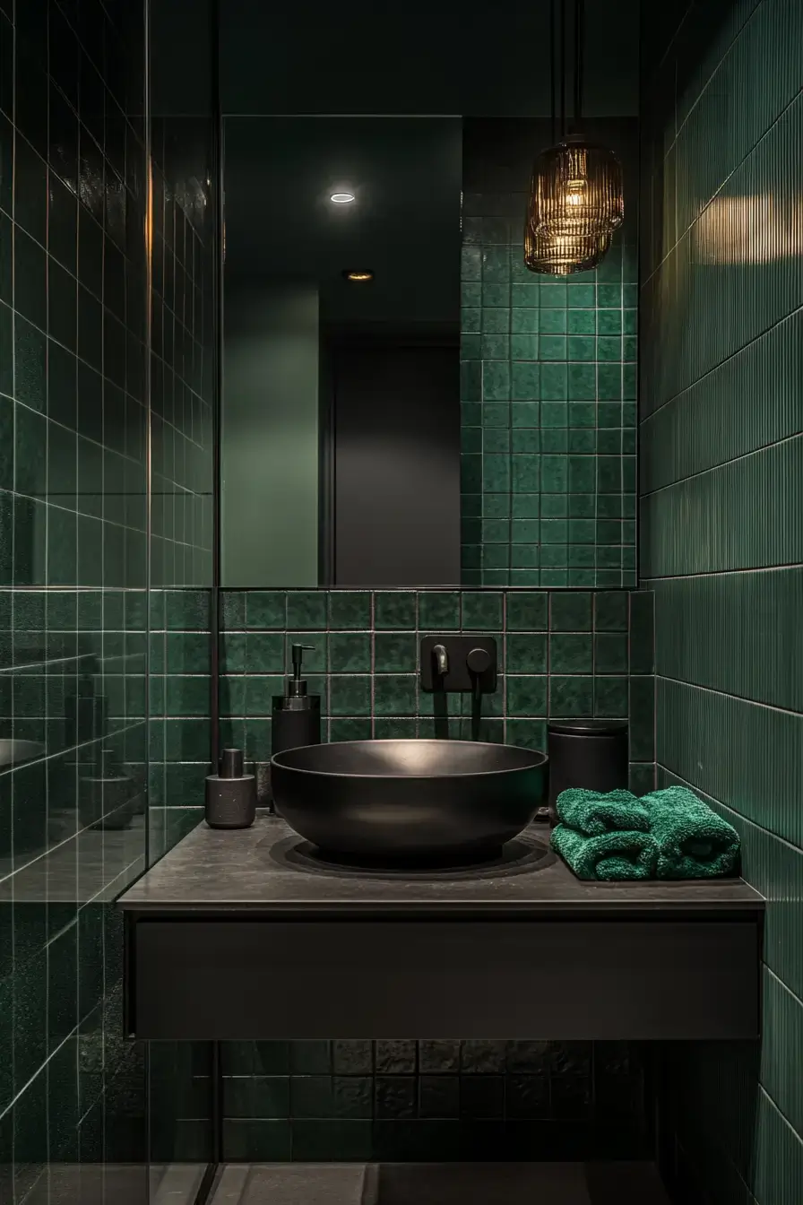 29 Dark Green Bathroom Ideas That Bring the Outside In 4