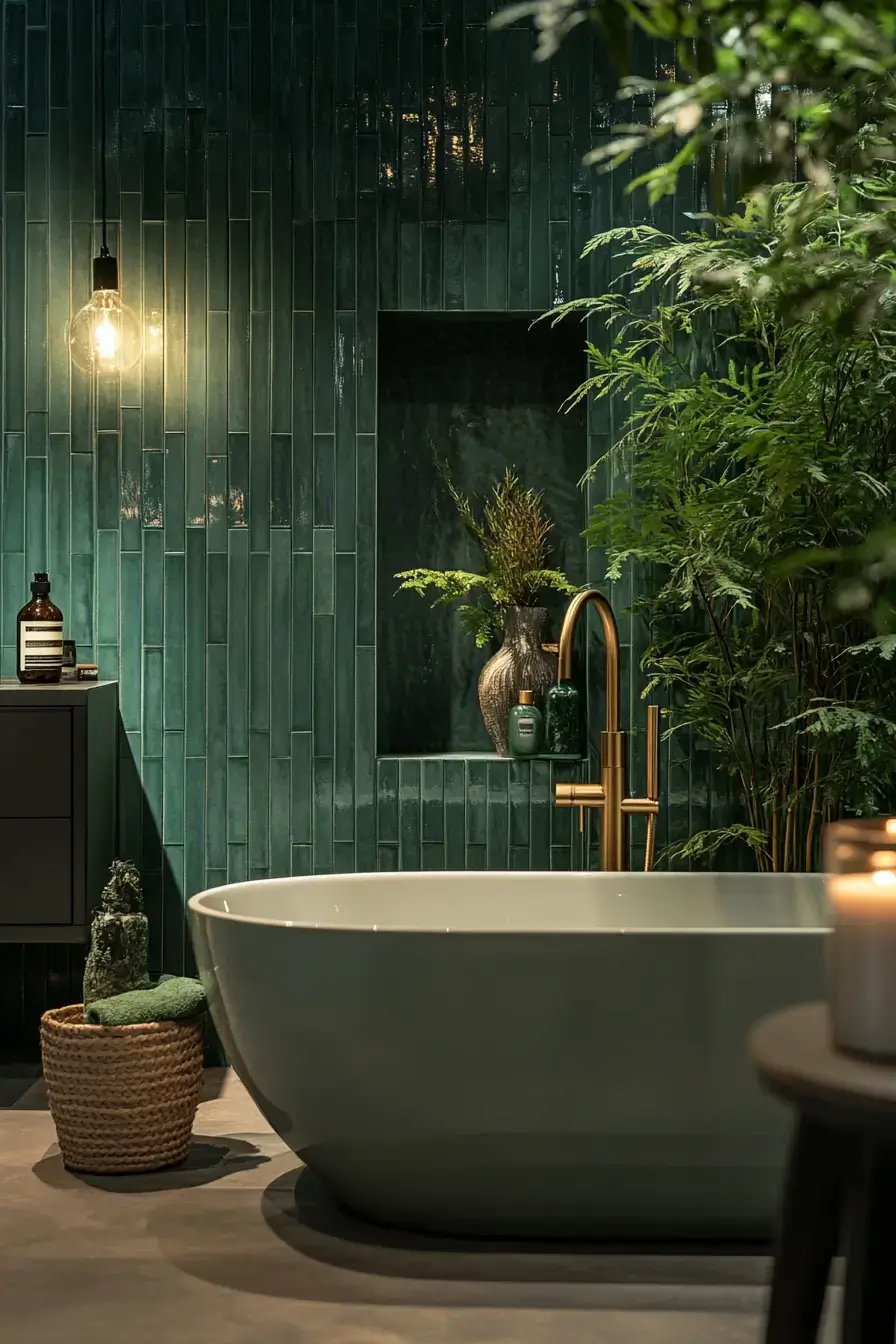 29 Dark Green Bathroom Ideas That Bring the Outside In 6