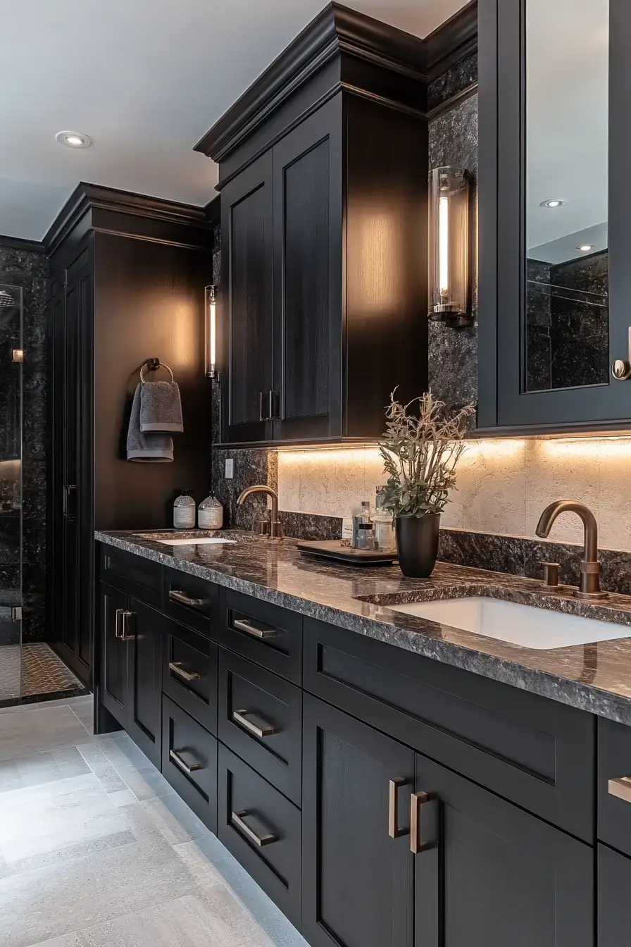 29 Dark Bathroom Ideas That Make the Day Feel Over 7