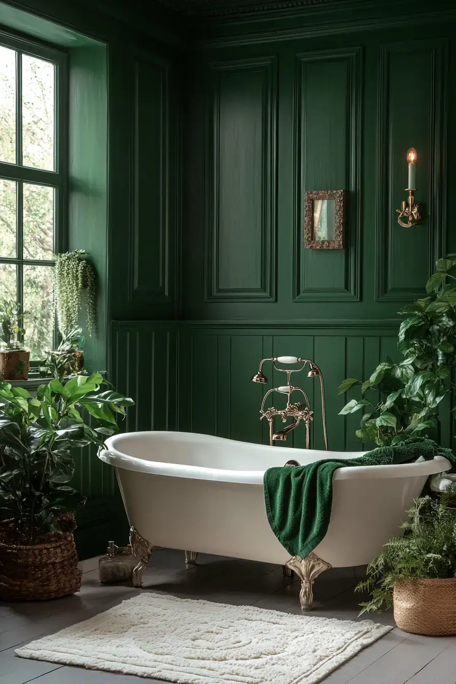 29 Dark Green Bathroom Ideas That Bring the Outside In 9