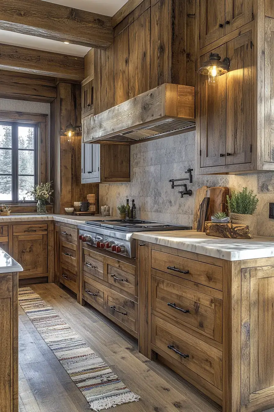 29 Rustic Kitchen Cabinets With the Kind of Grain You Can't Fake 1 rustic kitchen cabinets