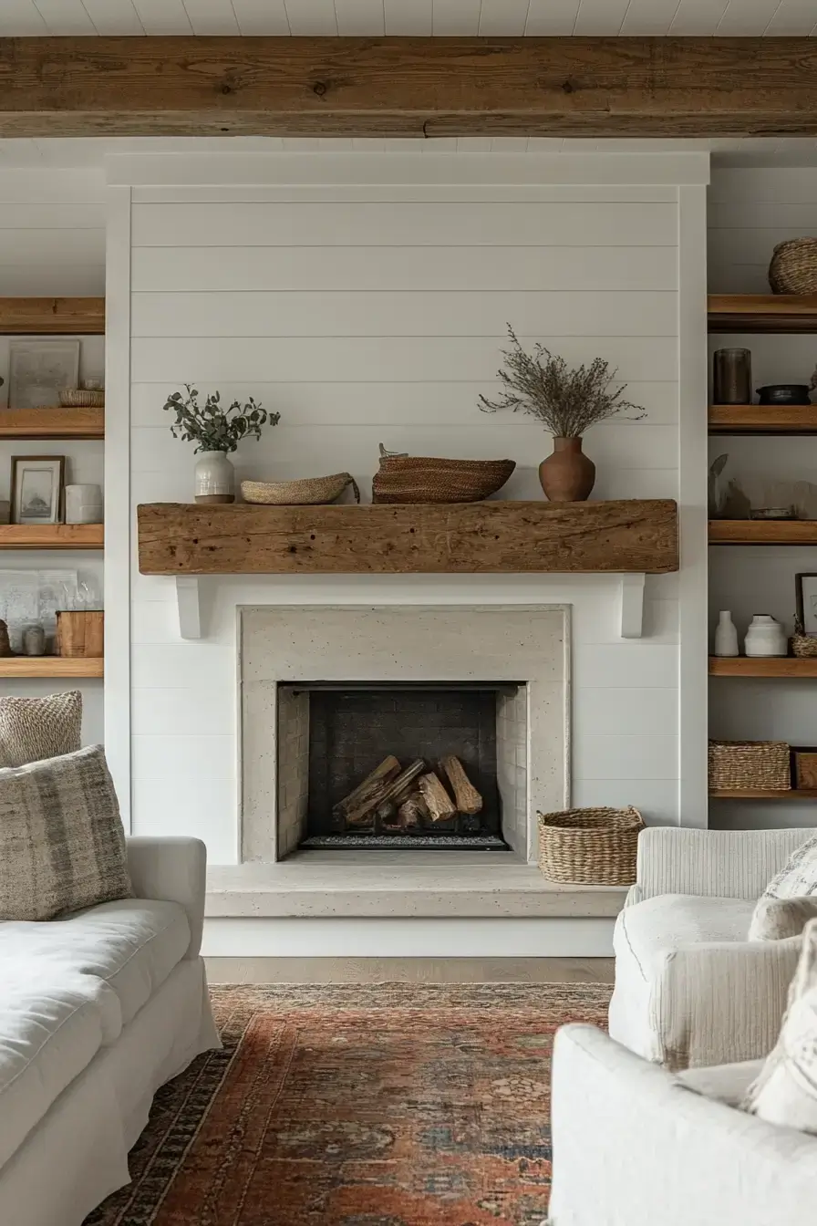 29 Rustic Farmhouse Fireplace Ideas That Pull the Room Together 12 rustic farmhouse fireplace