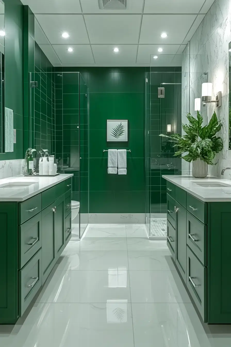 29 Emerald Green Bathroom Ideas That Make a Case for Deep Color 13 emerald green bathroom
