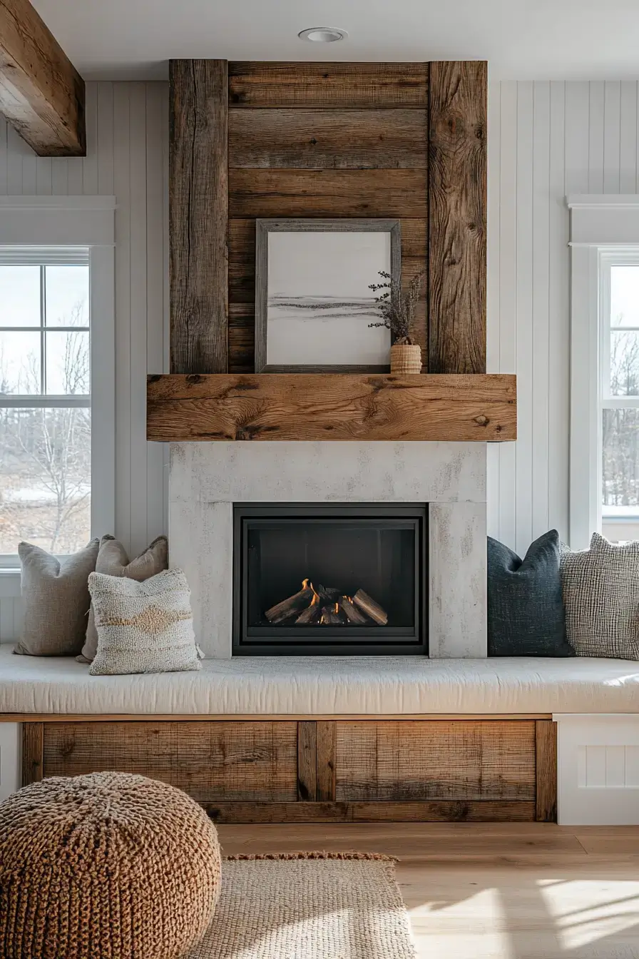 29 Rustic Farmhouse Fireplace Ideas That Pull the Room Together 14 rustic farmhouse fireplace