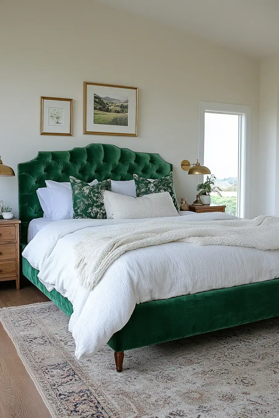 29 Emerald Green Bedroom Ideas for a Room That Wraps Around You 14 emerald green bedroom