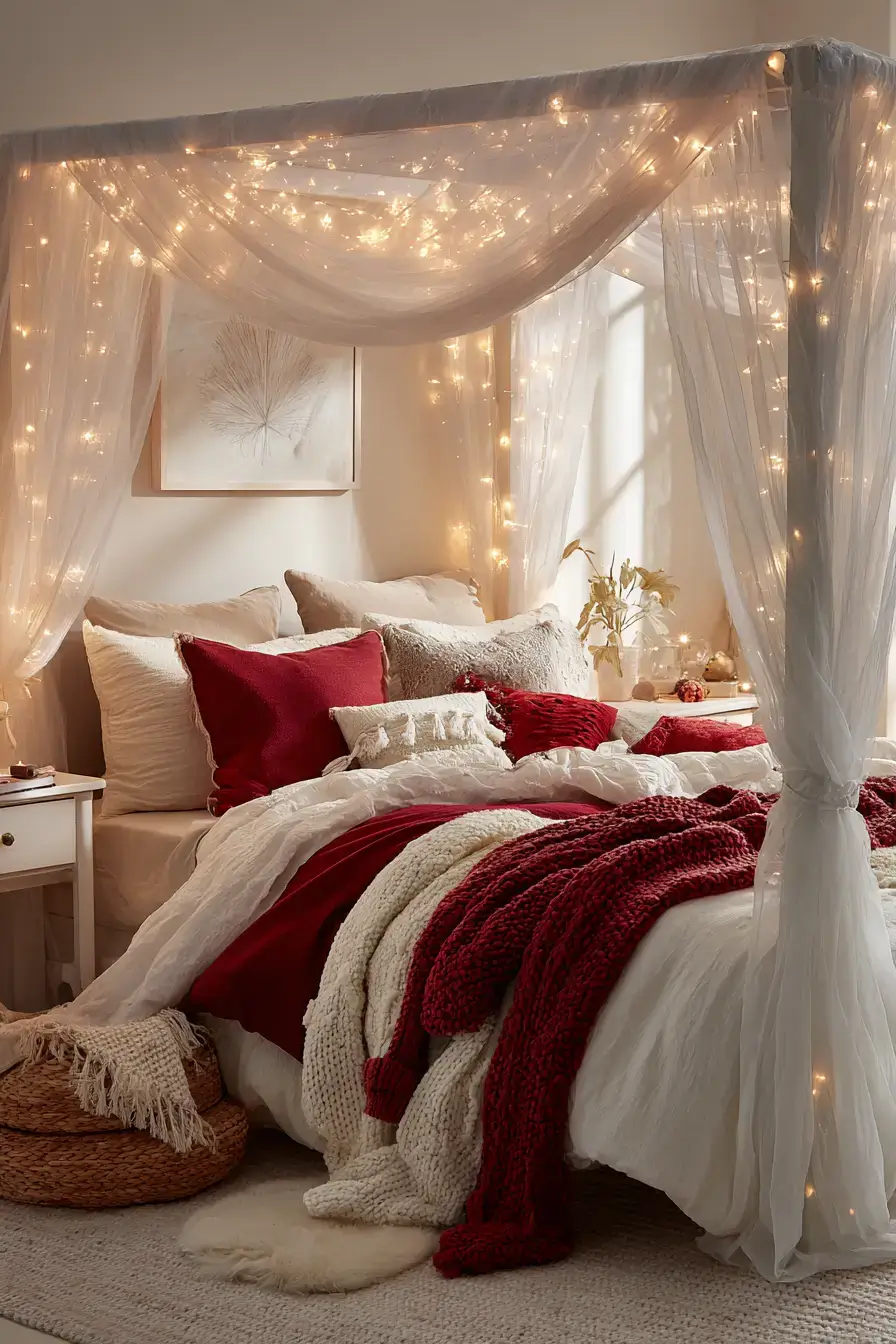 31 Christmas Bedroom Ideas That Feel Warm Without the Glitter Overload 15 christmas bedroom