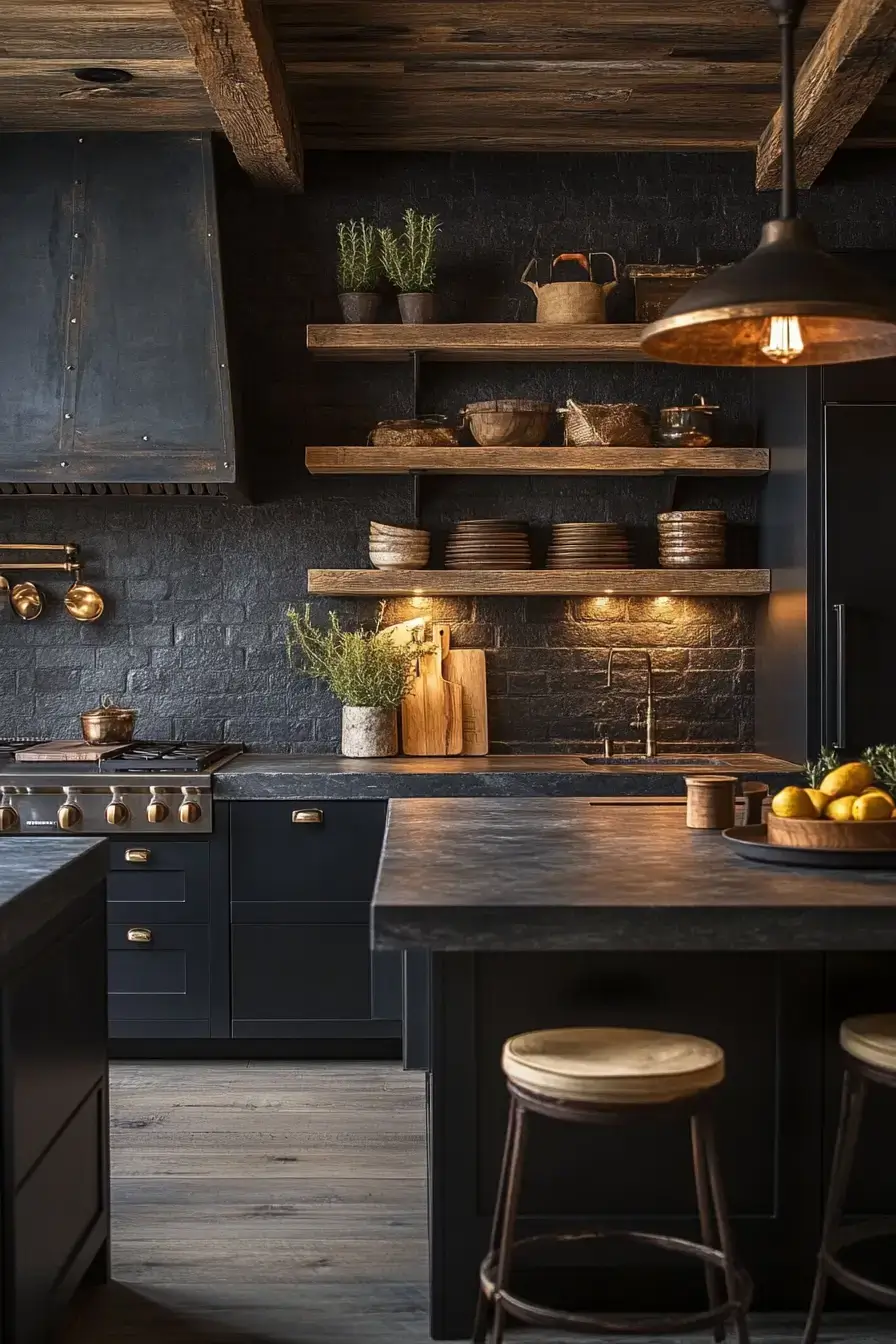 29 Dark Rustic Kitchen Ideas With Real Cabin Depth 16 dark rustic kitchen