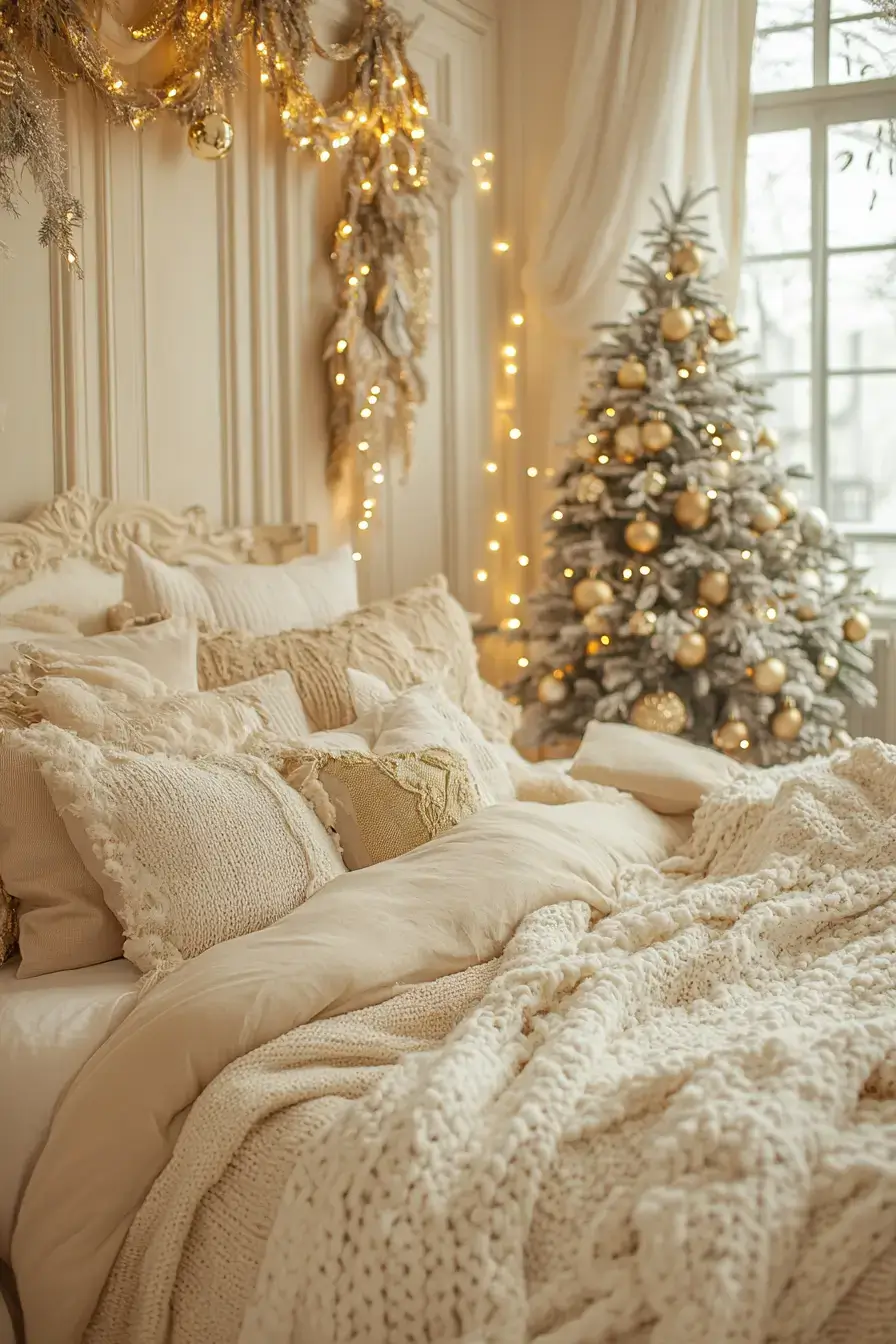 31 Christmas Bedroom Ideas That Feel Warm Without the Glitter Overload 17 christmas bedroom