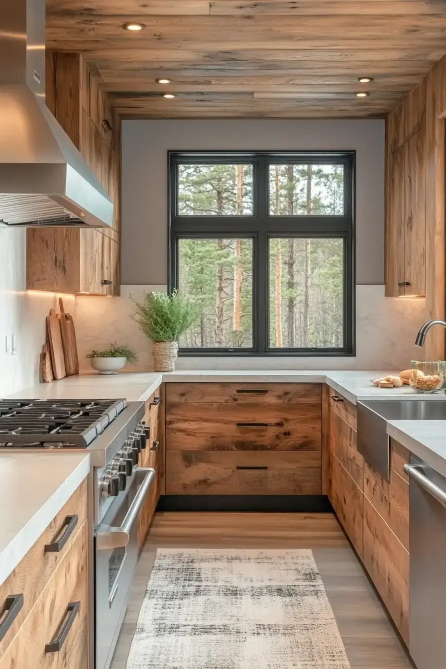 29 Rustic Kitchen Cabinets With the Kind of Grain You Can't Fake 17 rustic kitchen cabinets