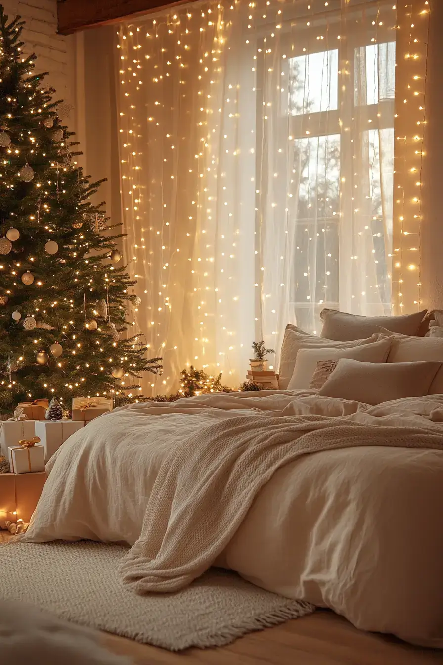 31 Christmas Bedroom Ideas That Feel Warm Without the Glitter Overload 18 christmas bedroom