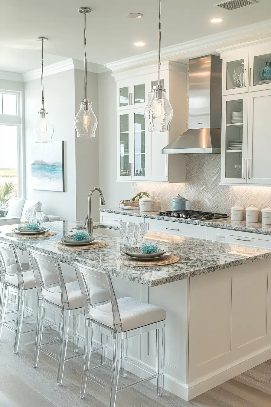 29 Modern Coastal Kitchen Ideas That Pair Marble With Driftwood 19 modern coastal kitchen