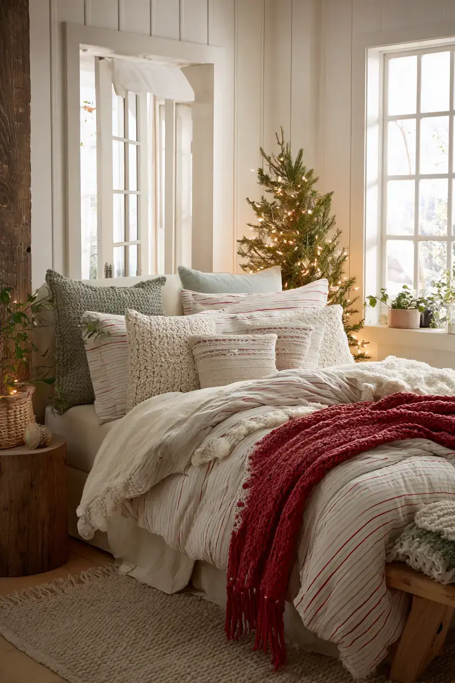 31 Christmas Bedroom Ideas That Feel Warm Without the Glitter Overload 19 christmas bedroom