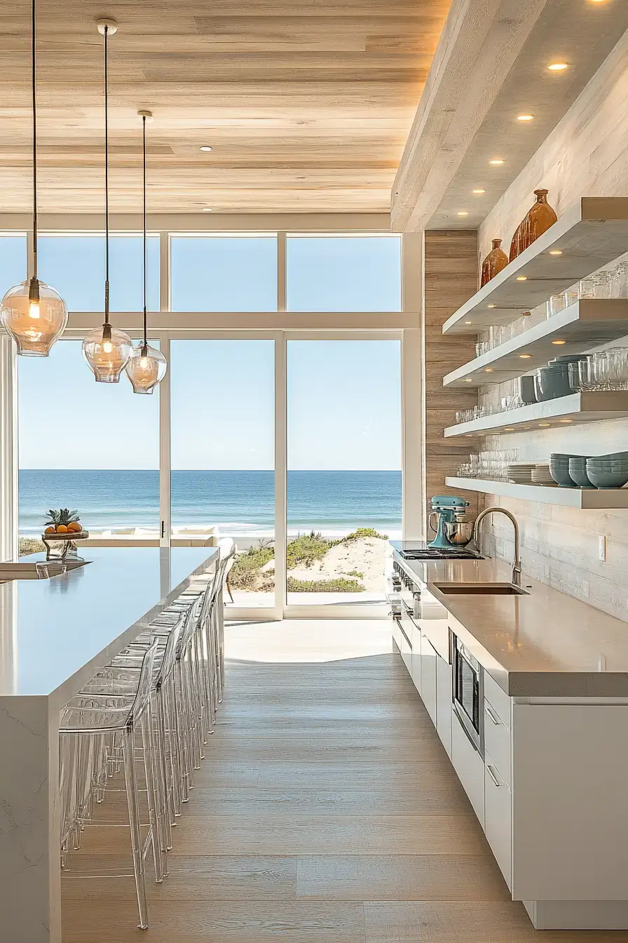 29 Modern Coastal Kitchen Ideas That Pair Marble With Driftwood 2 modern coastal kitchen