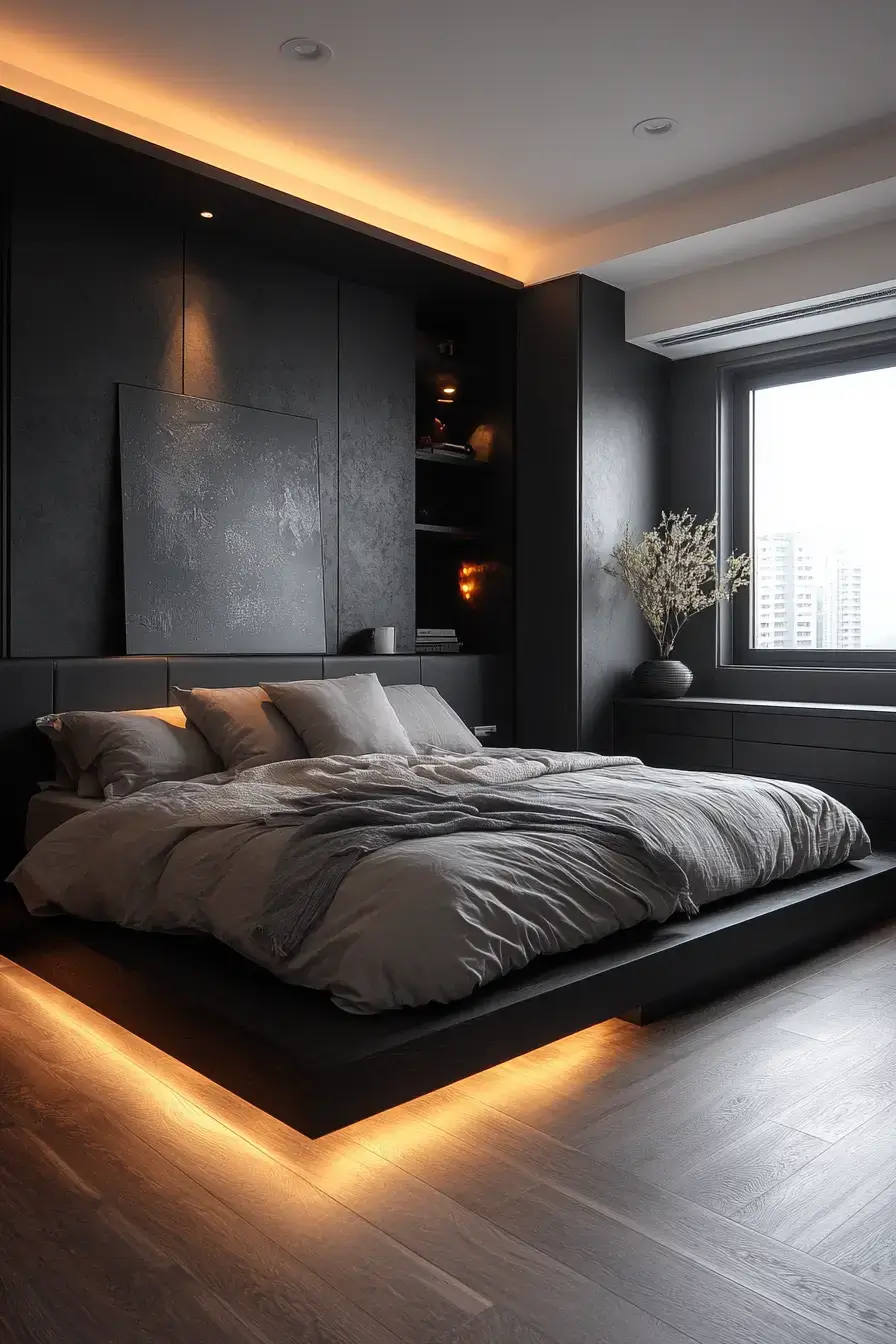 29 Black Themed Bedroom Ideas That Read Cozy, Not Cold 2 black themed bedroom