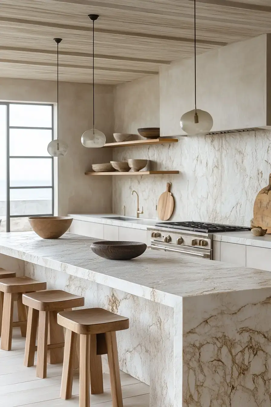 29 Modern Coastal Kitchen Ideas That Pair Marble With Driftwood 20 modern coastal kitchen