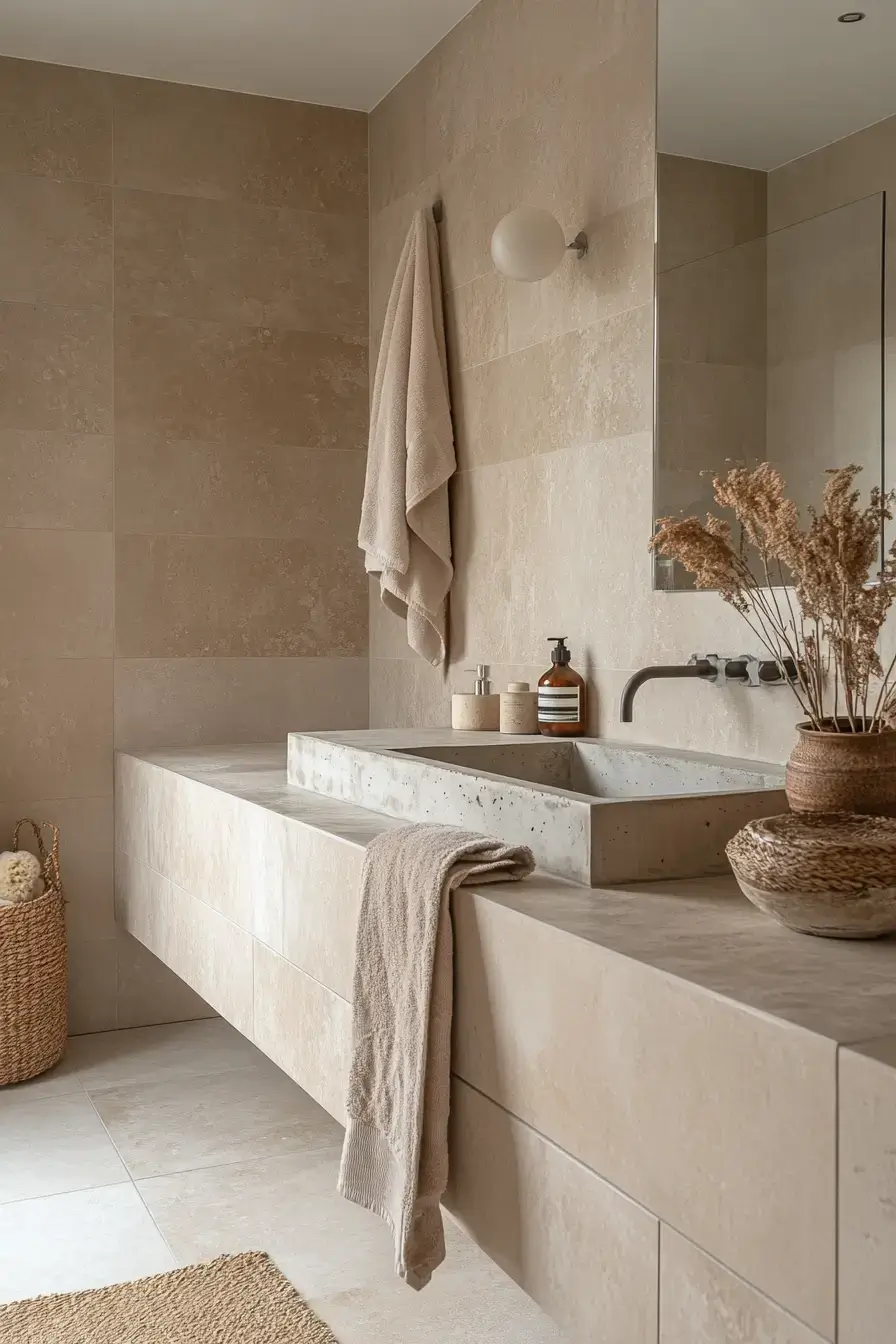 27 Beige Bathroom Looks That Stay Calm Even on Busy Mornings 23 beige bathroom ideas