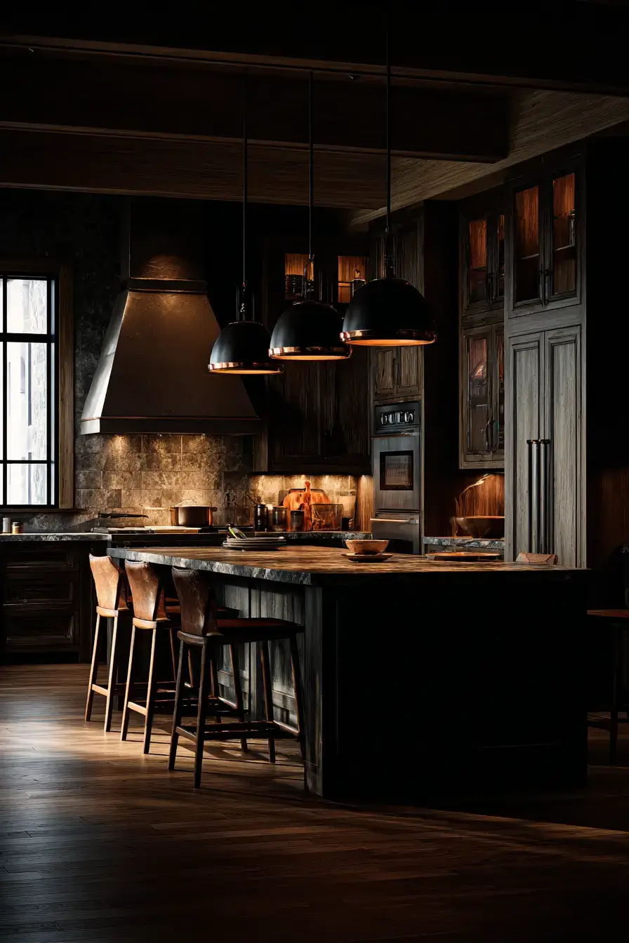 29 Dark Rustic Kitchen Ideas With Real Cabin Depth 23 dark rustic kitchen