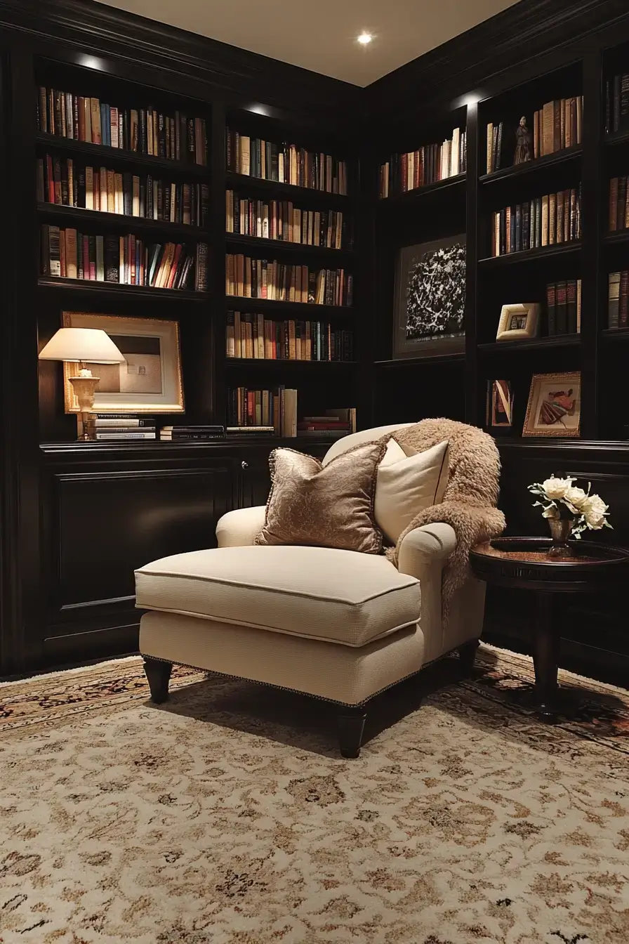 25 Cozy Home Library Corners That Make You Want to Stay Up Reading 23 cozy home library
