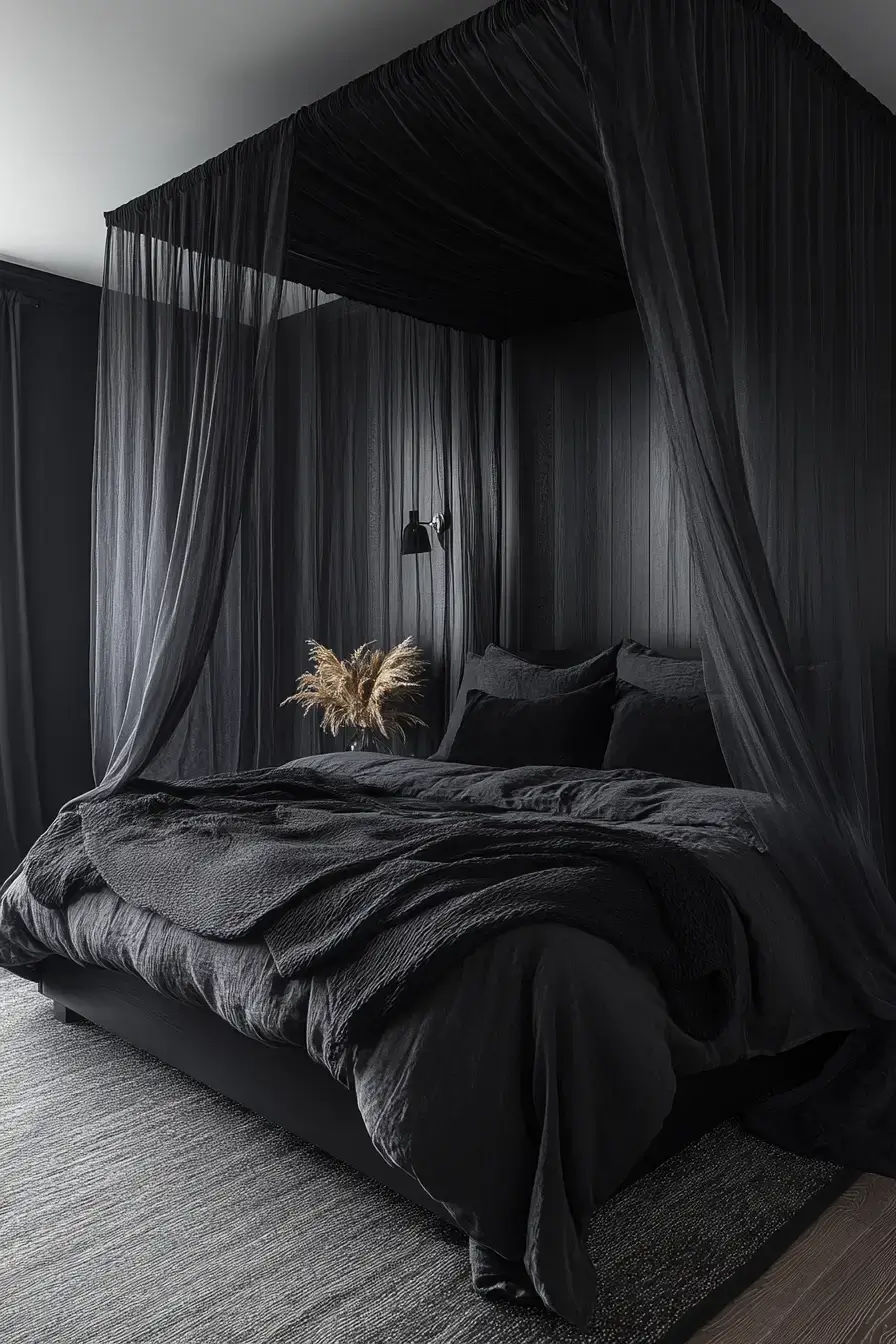 29 Black Themed Bedroom Ideas That Read Cozy, Not Cold 24 black themed bedroom