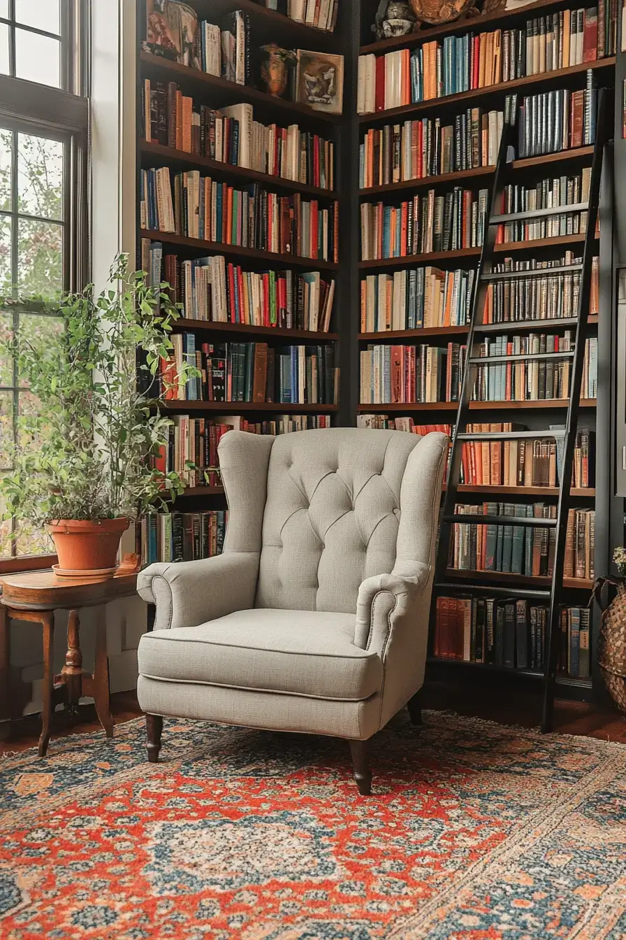 25 Cozy Home Library Corners That Make You Want to Stay Up Reading 24 cozy home library