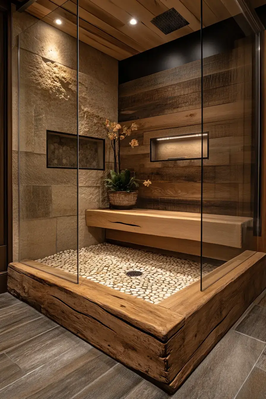 29 Rustic Walk In Shower Ideas That Feel Like a Lodge Retreat 26 rustic walk in shower ideas