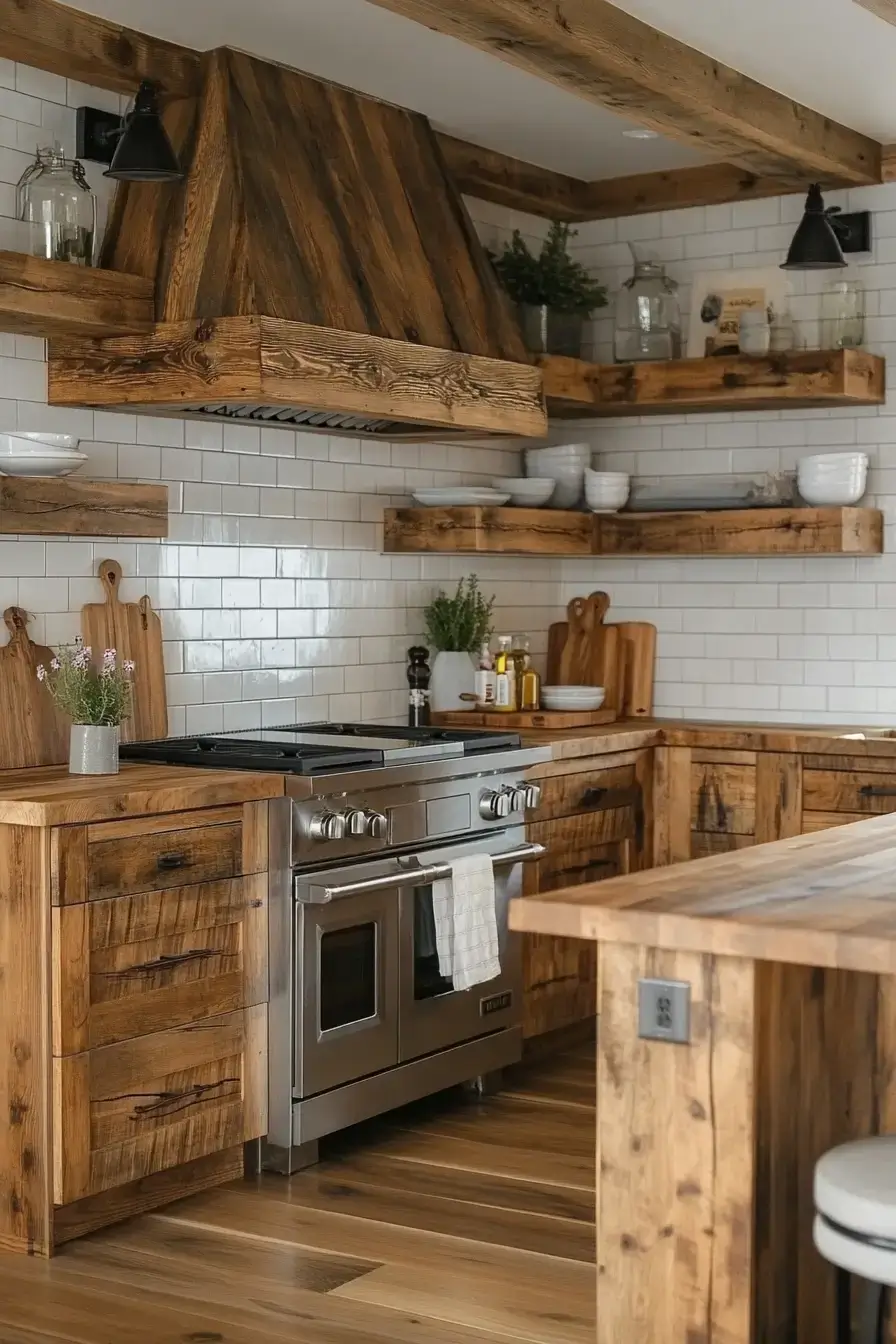 29 Rustic Kitchen Cabinets With the Kind of Grain You Can't Fake 26 rustic kitchen cabinets