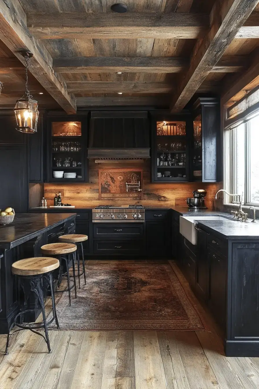 29 Dark Rustic Kitchen Ideas With Real Cabin Depth 28 dark rustic kitchen
