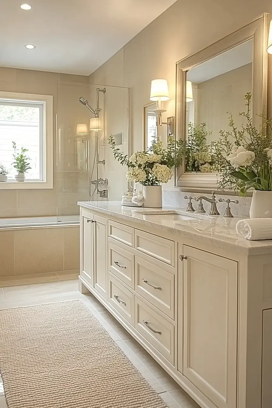 27 Beige Bathroom Looks That Stay Calm Even on Busy Mornings 29 beige bathroom ideas