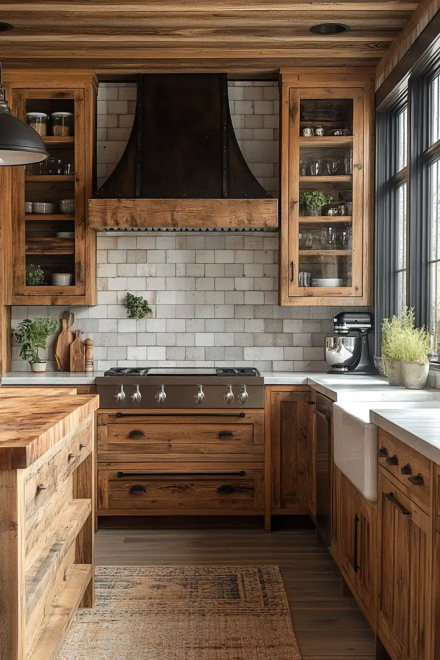 29 Rustic Kitchen Cabinets With the Kind of Grain You Can't Fake 3 rustic kitchen cabinets