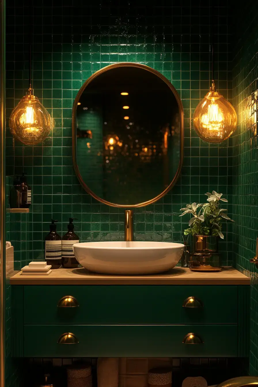 29 Emerald Green Bathroom Ideas That Make a Case for Deep Color 4 emerald green bathroom