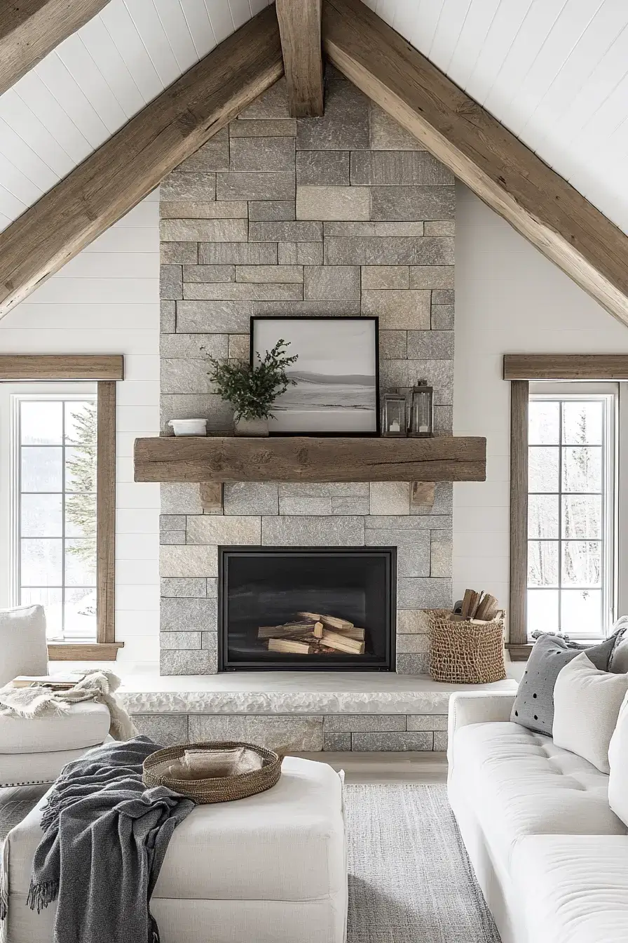 29 Rustic Farmhouse Fireplace Ideas That Pull the Room Together 4 rustic farmhouse fireplace