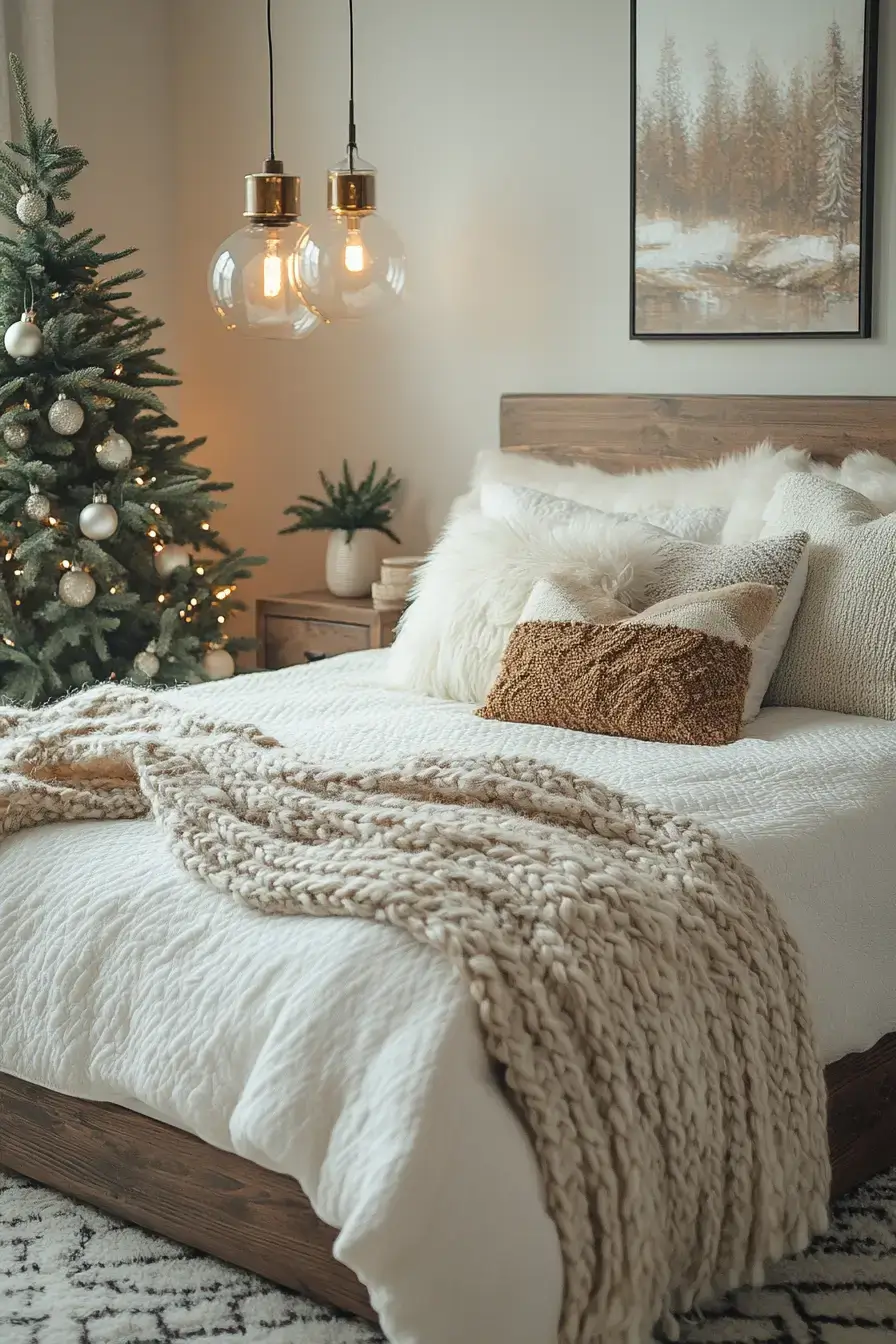 31 Christmas Bedroom Ideas That Feel Warm Without the Glitter Overload 6 christmas bedroom