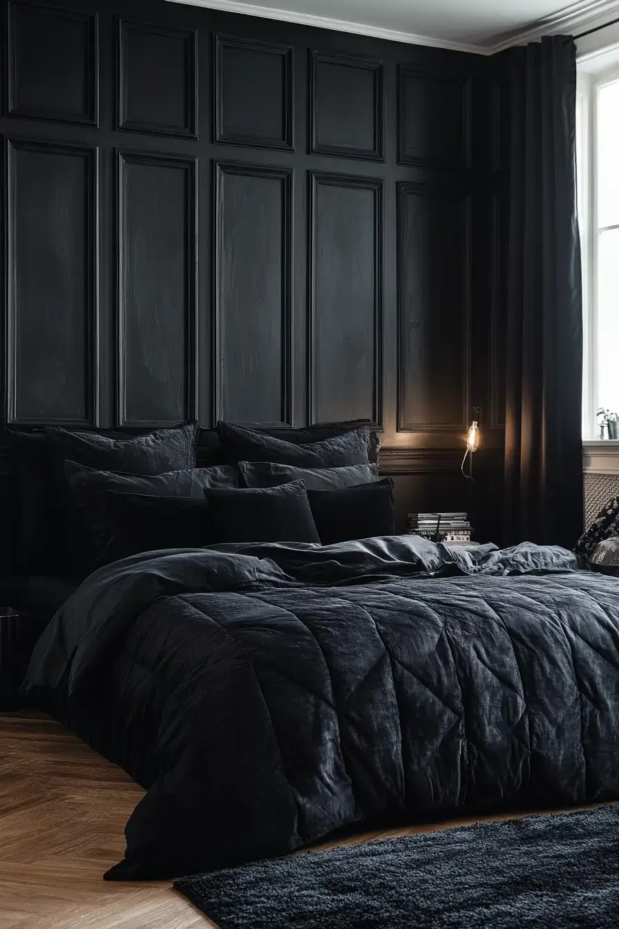 29 Black Themed Bedroom Ideas That Read Cozy, Not Cold 7 black themed bedroom
