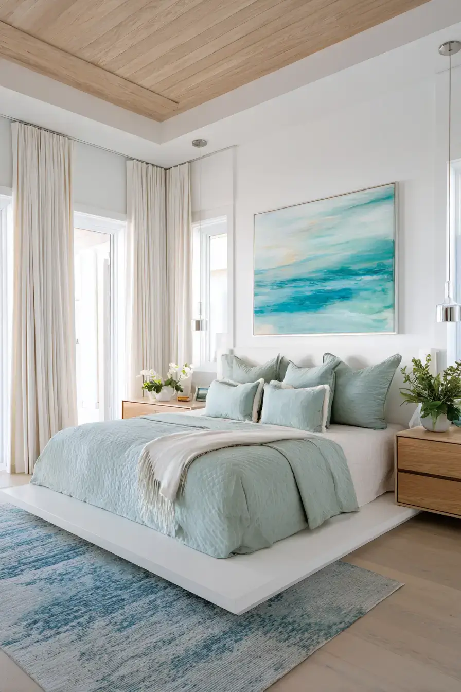 29 Modern Coastal Bedroom Ideas That Sleep Light and Bright 7 modern coastal bedroom