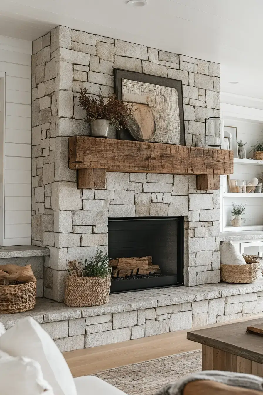 29 Rustic Farmhouse Fireplace Ideas That Pull the Room Together 9 rustic farmhouse fireplace
