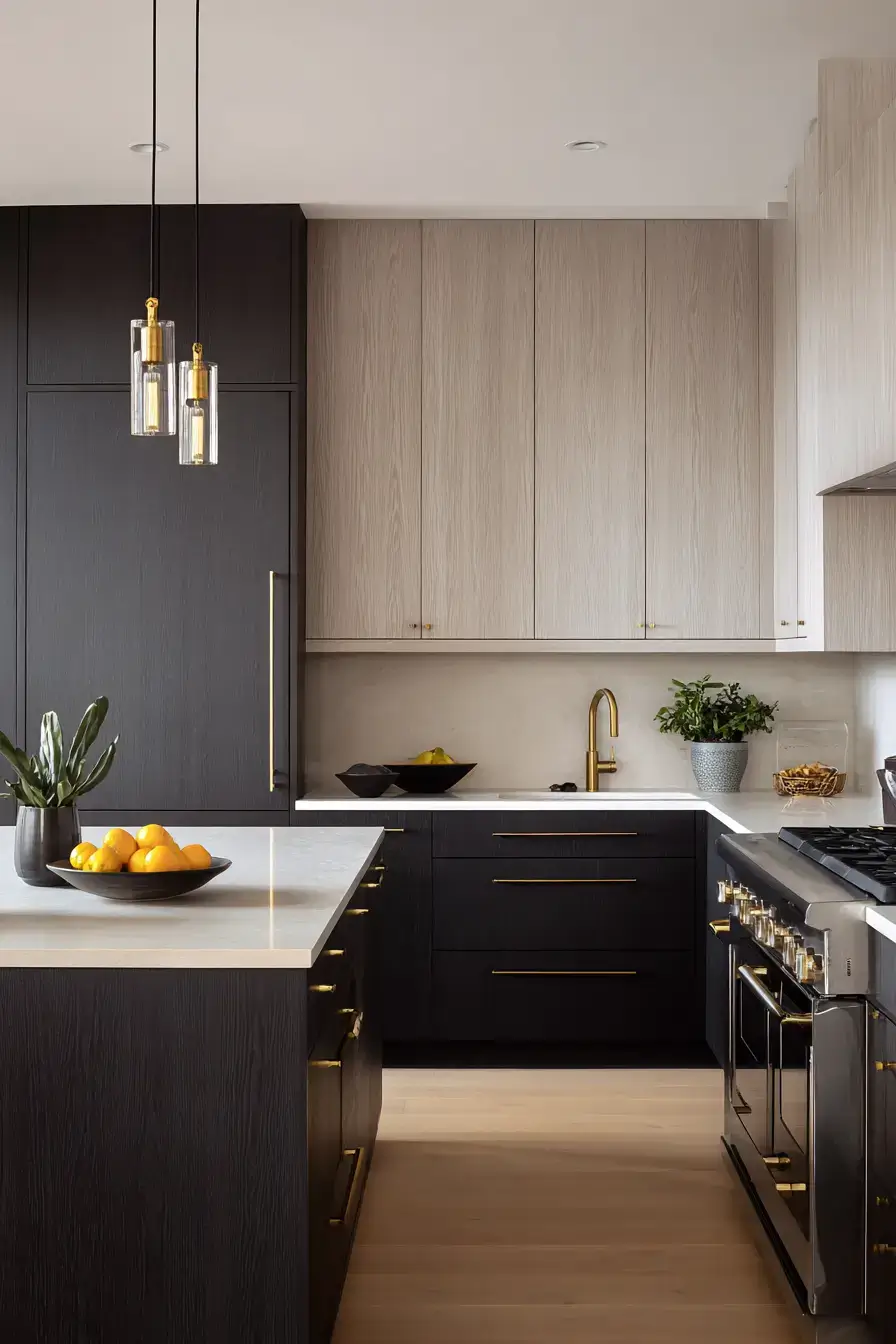 29 Two Tone Kitchen Cabinets Ideas with a Wood Island Base 1