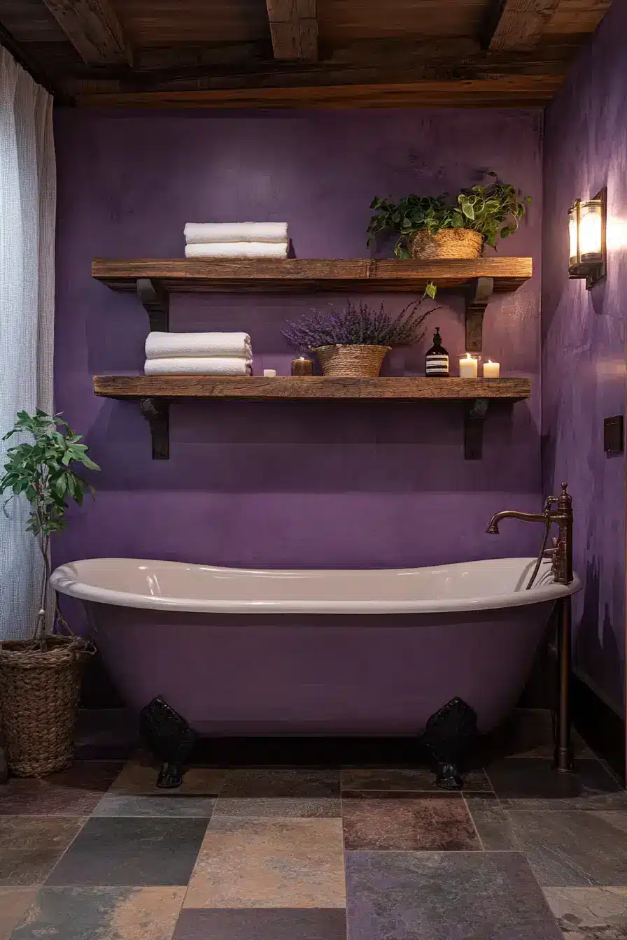 29 Purple Bathroom Ideas That Read Warm, Not Childish 1